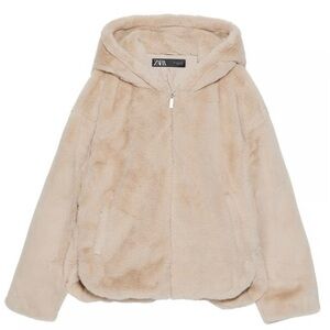 NWOT Zara FAUX FUR JACKET
Hooded Beige/Tan Size Small